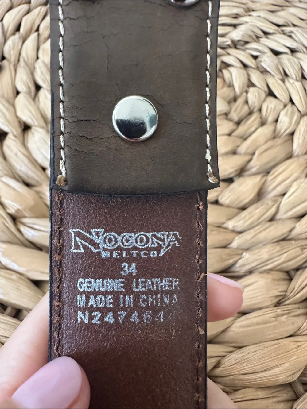Nocona M&F Western Brown Leather Belt Size 34 Barbed Lace Longhorn Conchos No Bu